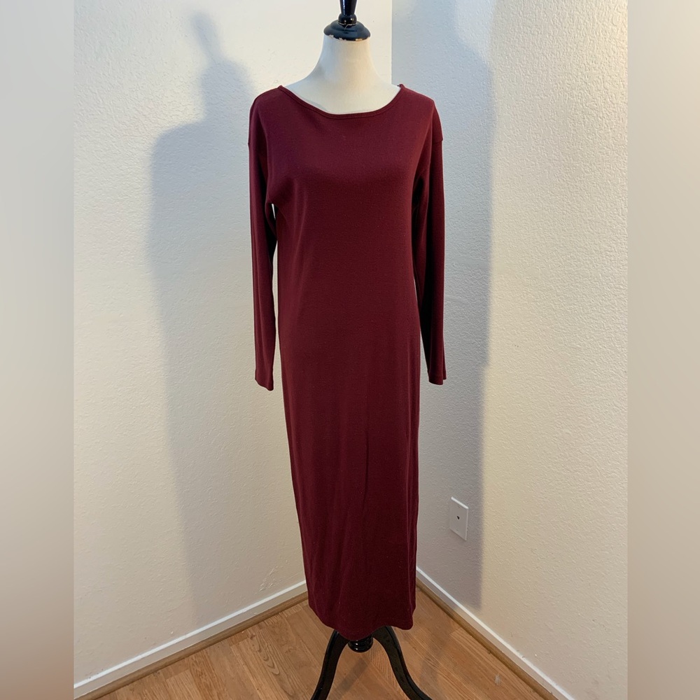 EUC Express Tricot Burgundy Long Sleeve Long Line Comfy Dress